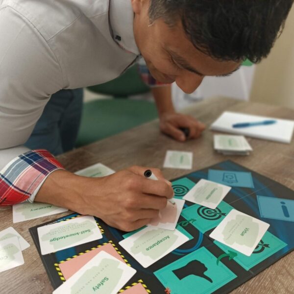 value cards board game in workplace