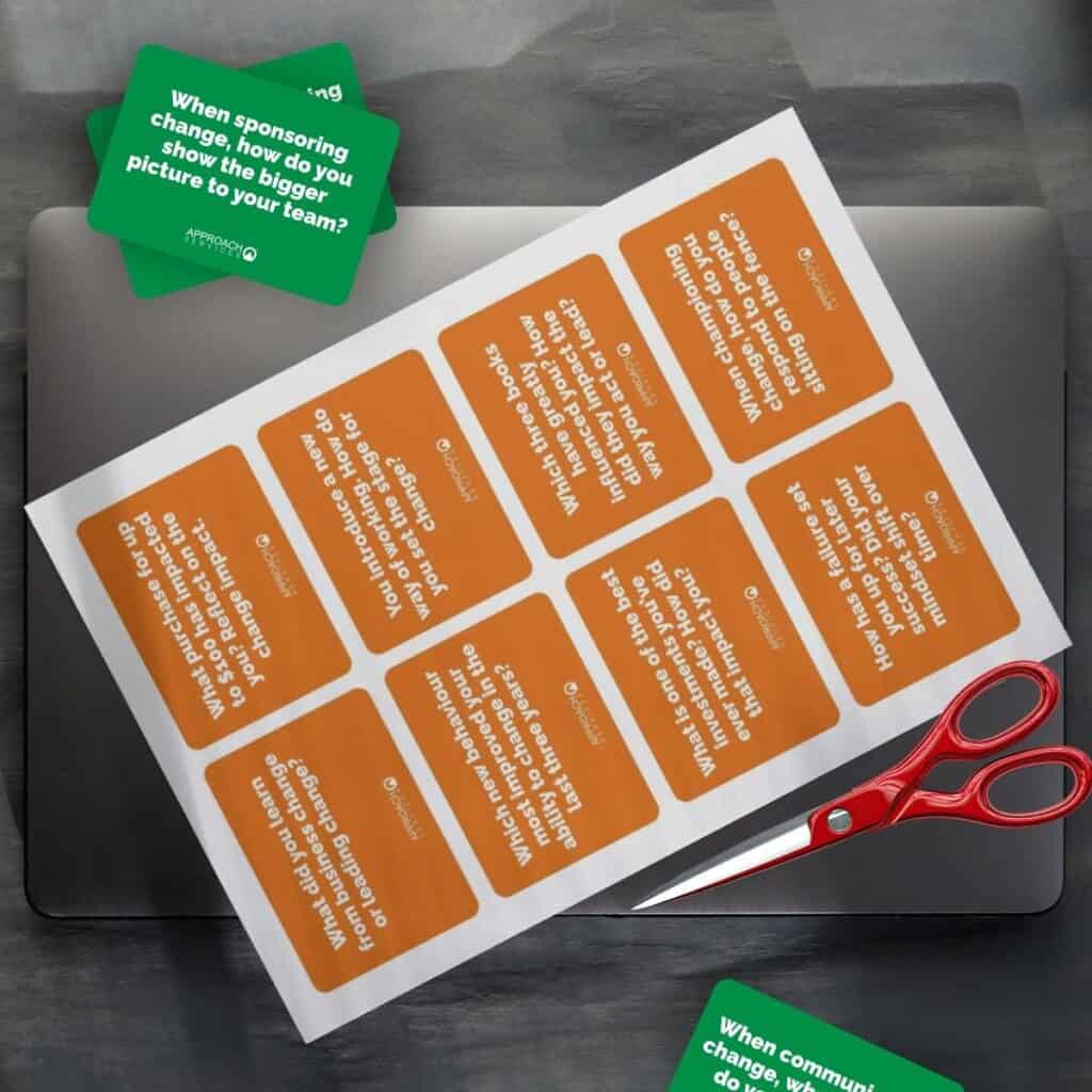 Printable Mentoring & Conversation Cards - printed cards mockup